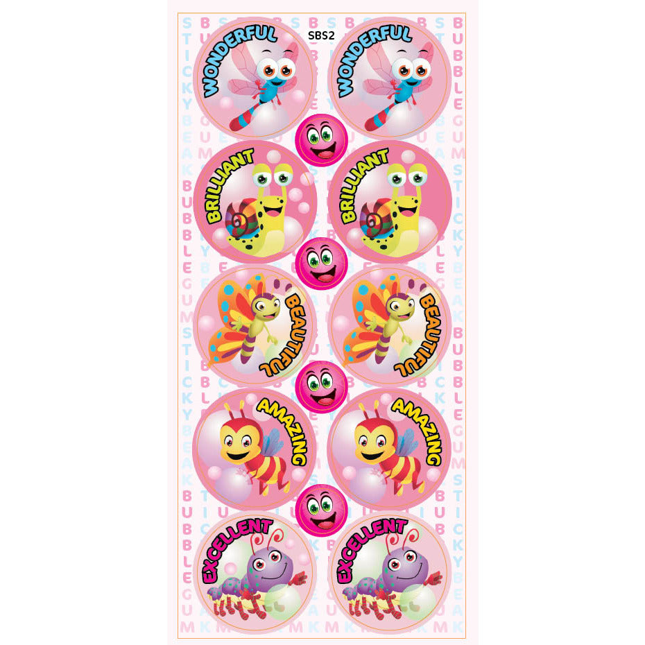 Misty Rose Bubblegum Scratch n Sniff Stickers - 84 stickers per pack