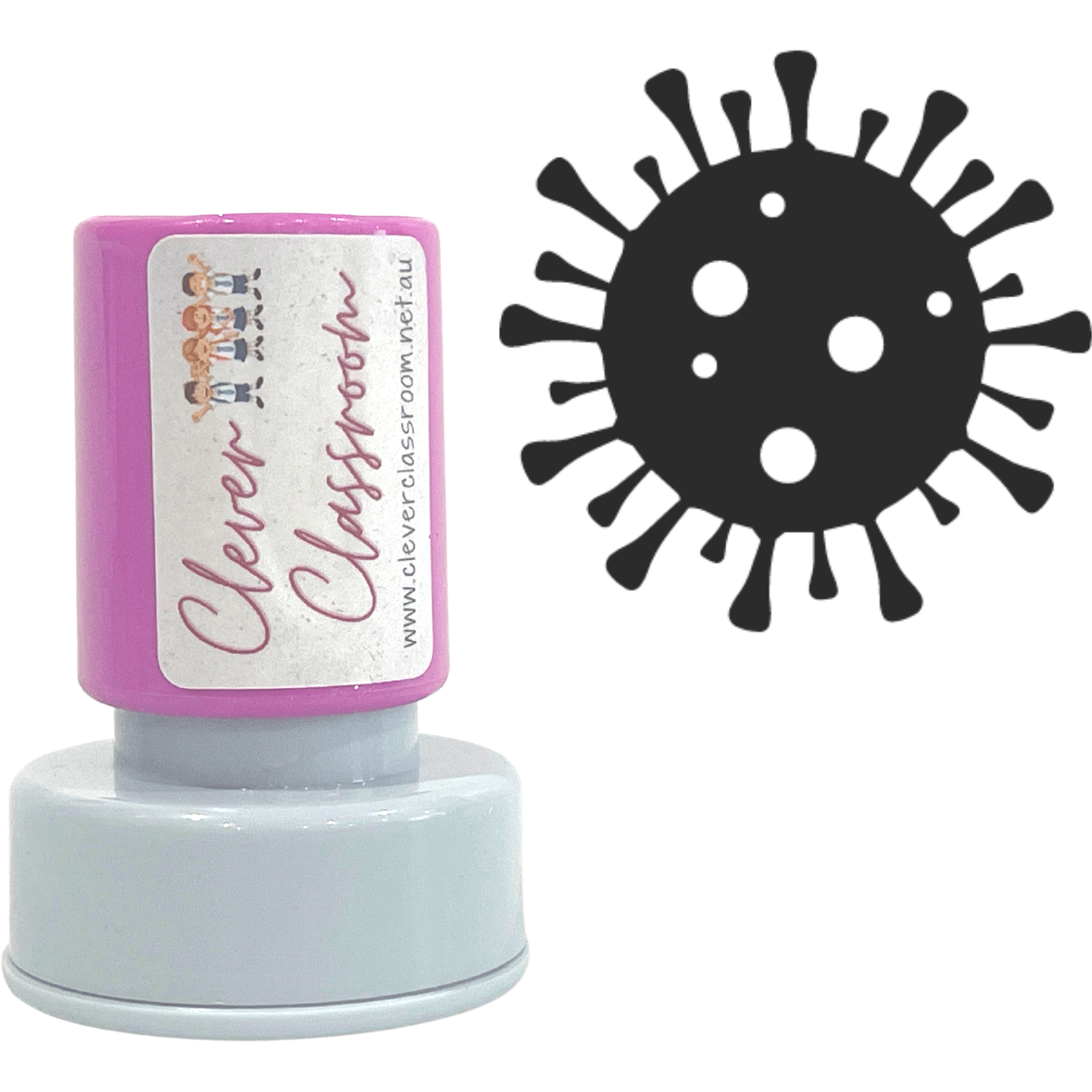 Light Gray Germ Handwashing Stamp Stamp Self-inking 20mm round