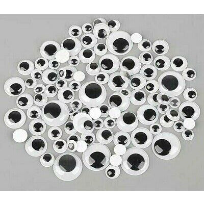 Gray Wiggly Googly eyes black & white - Assorted Sizes 10mm-24mm
