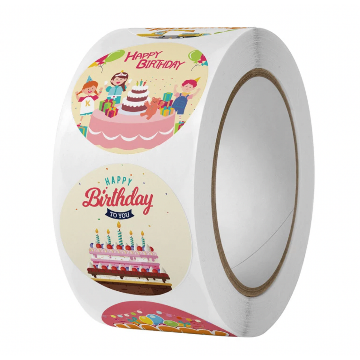 Light Gray Happy Birthday Bubble 500 on a roll - Colourful Teacher Merit Stickers