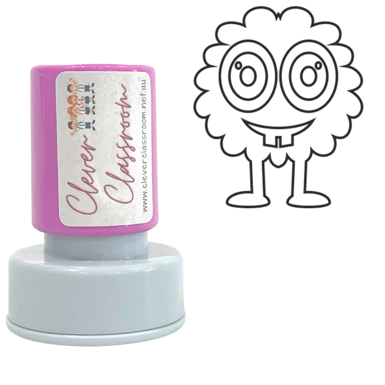 Light Gray Monster Germ Handwashing Stamp Self-inking 20mm round