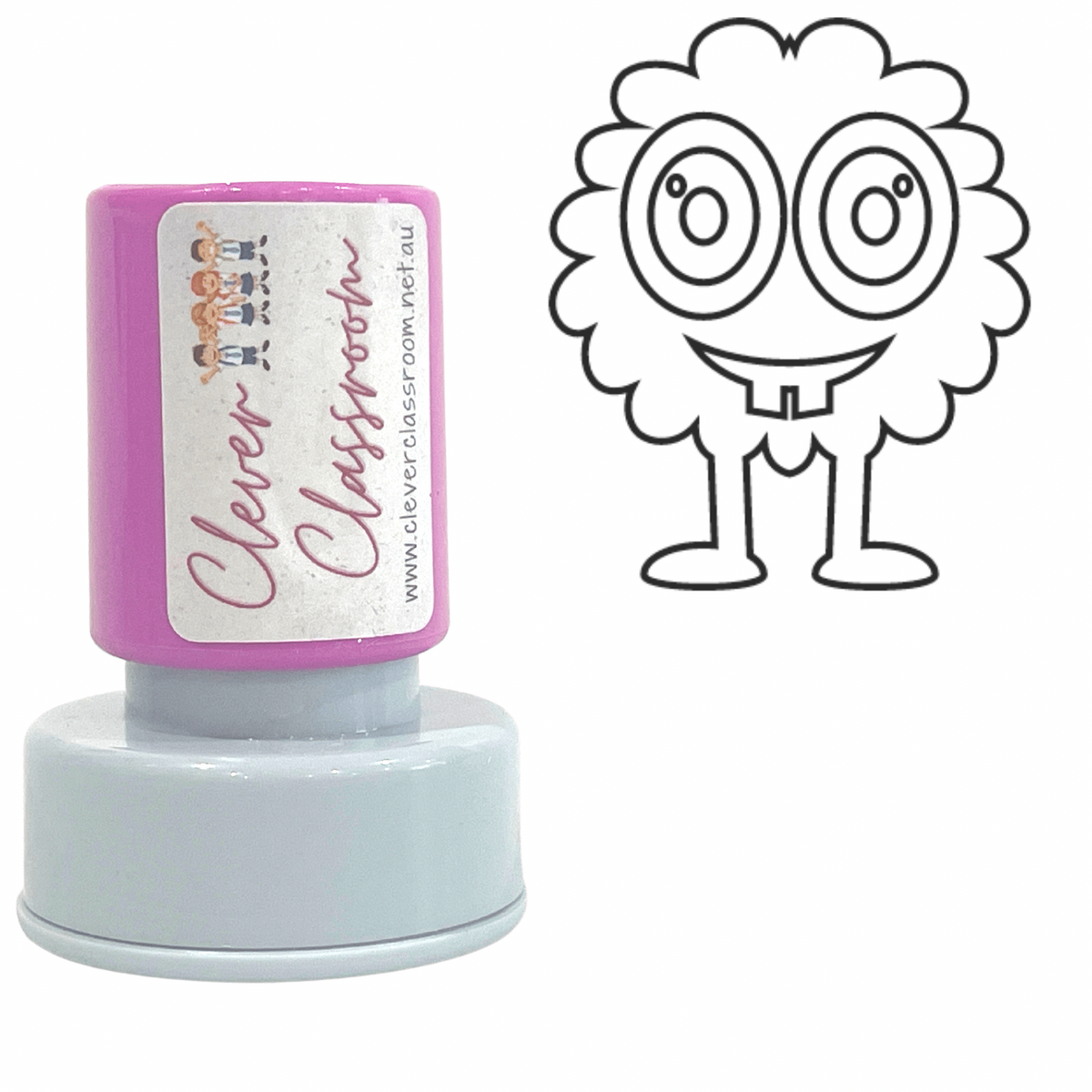 Light Gray Monster Germ Handwashing Stamp Self-inking 20mm round