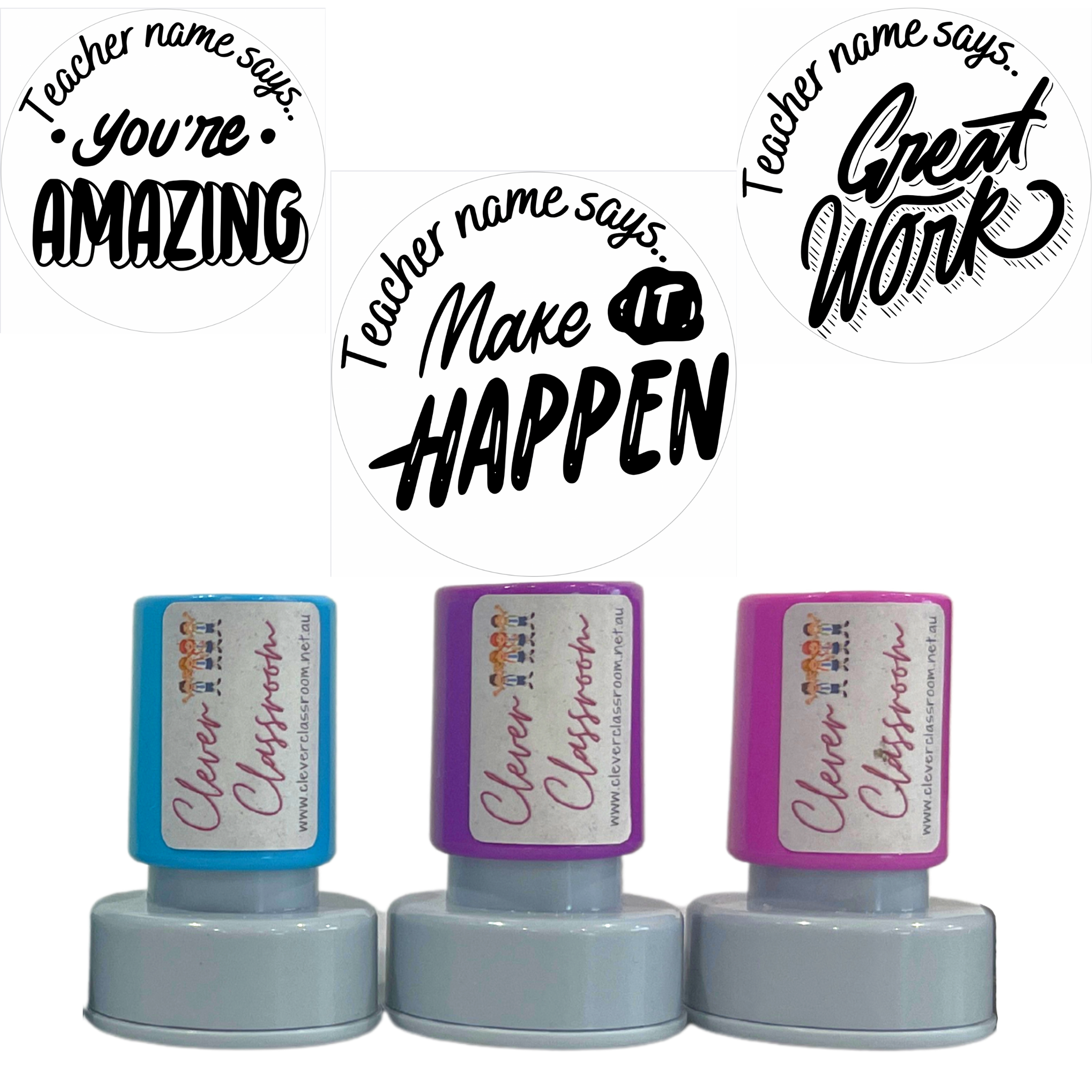 Light Slate Gray Stamp Set - 3 x Motivational 1 Stamps 30mm