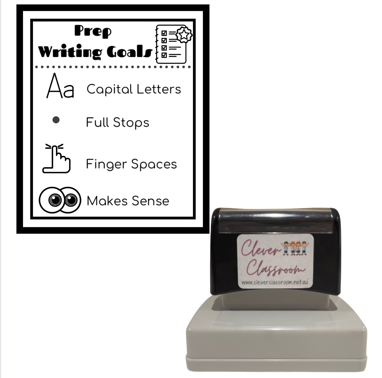 Black Prep Writing Goals Stamp 43 x 67mm Rectangle