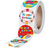 Light Gray Happy Birthday 500 on a roll - Colourful Teacher Merit Stickers