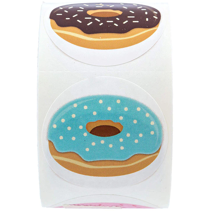 Lavender *Donuts Stickers Pastels 500 on a roll - Colourful Teacher Merit Stickers