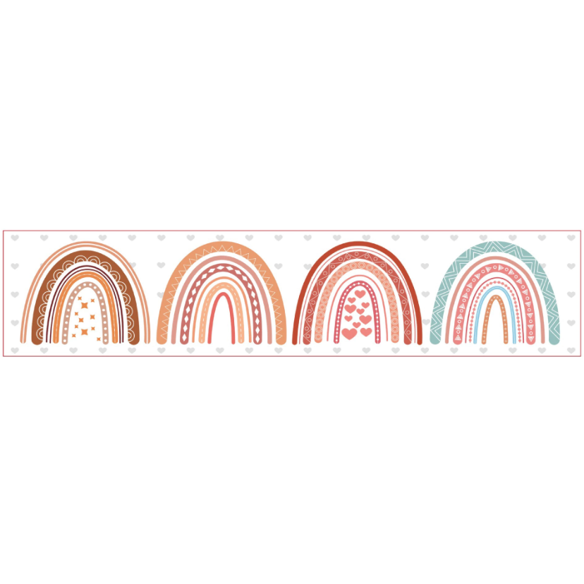 Light Gray Boho Rainbow Adhesive Classroom Border Roll