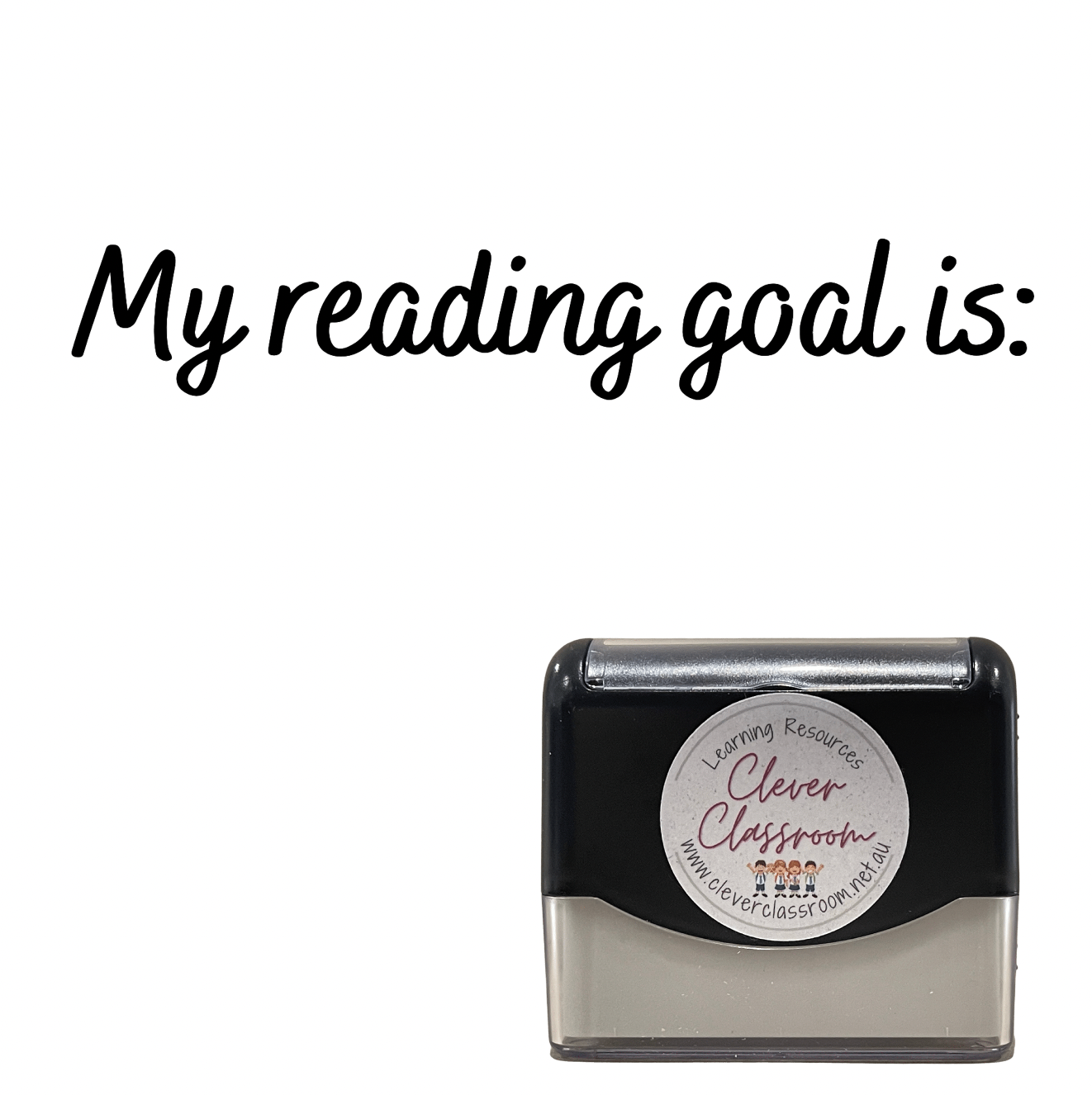 Black My reading goal is: Teacher Stamp - Rectangle 18 x 54mm