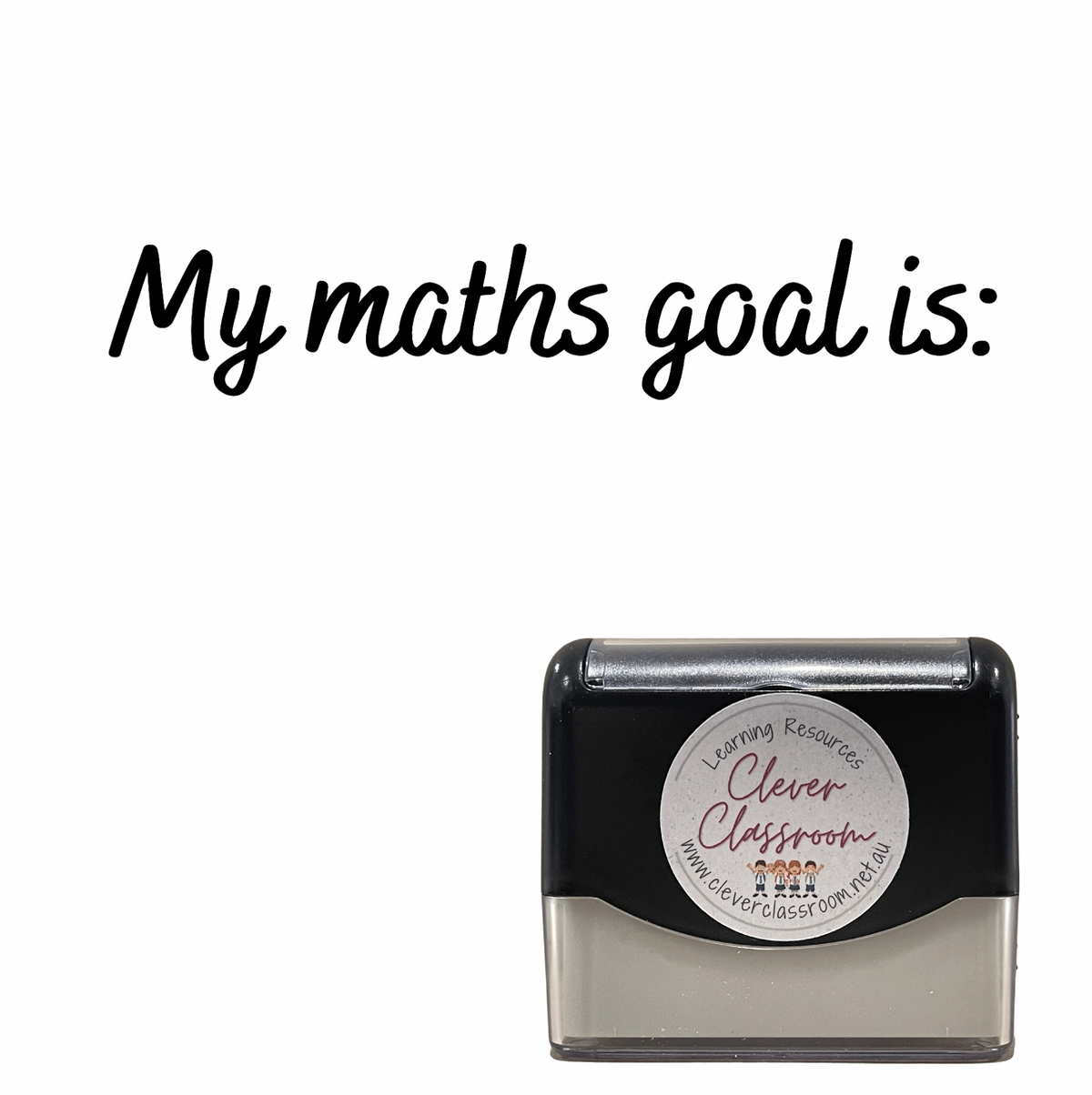Black My maths goal is: Teacher Stamp - Rectangle 18 x 54mm