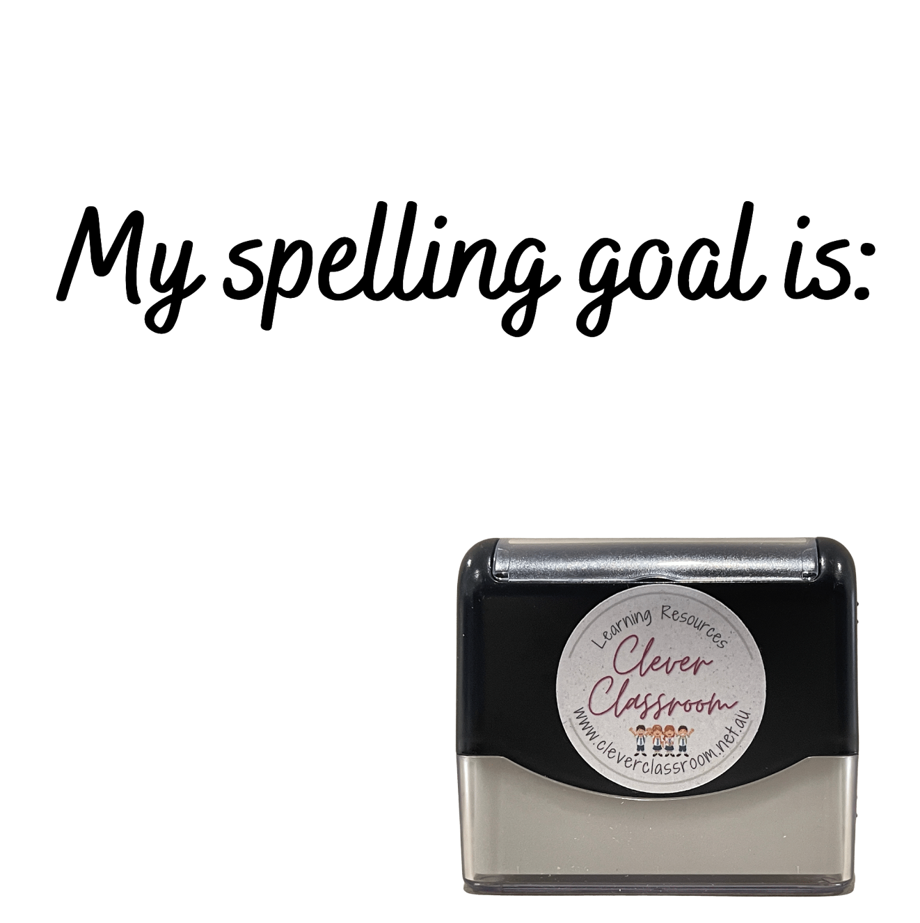Black My spelling goal is: Teacher Stamp - Rectangle 18 x 54mm