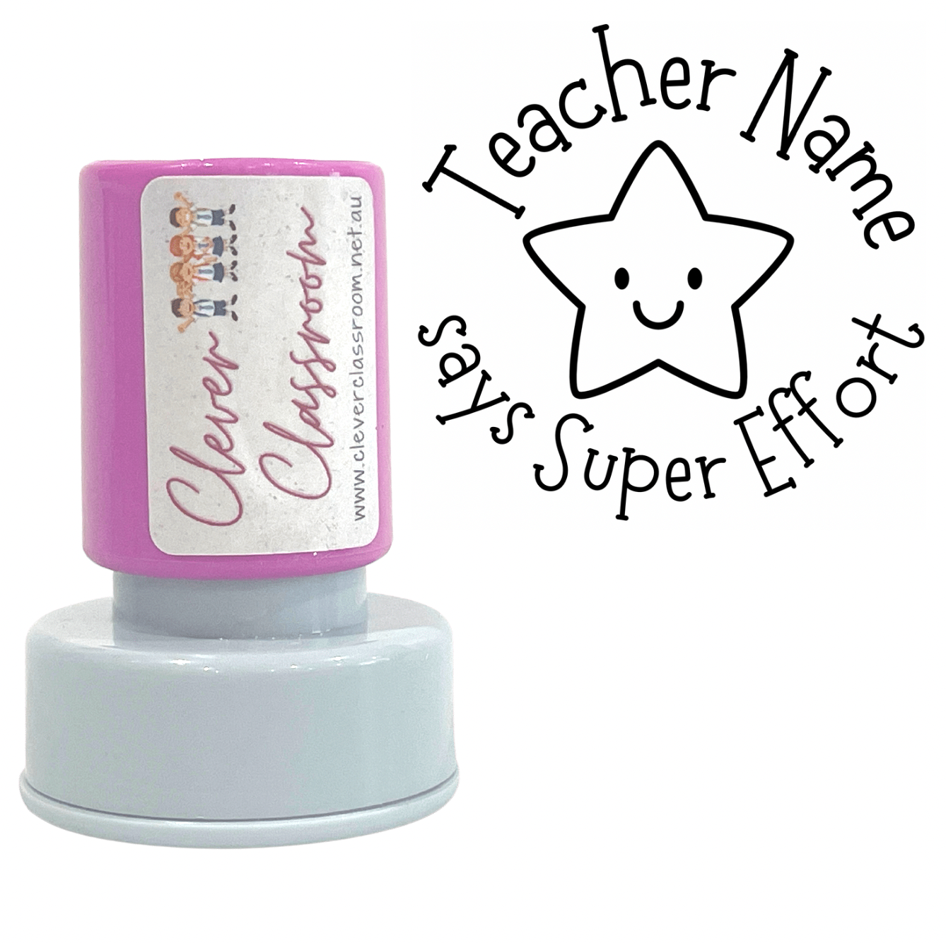 Gray Super Effort Teacher Stamp Self-inking 30mm round