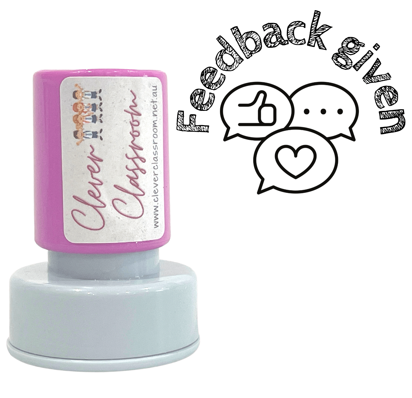 Gray Feedback given Teacher Stamp Self-inking 30mm round