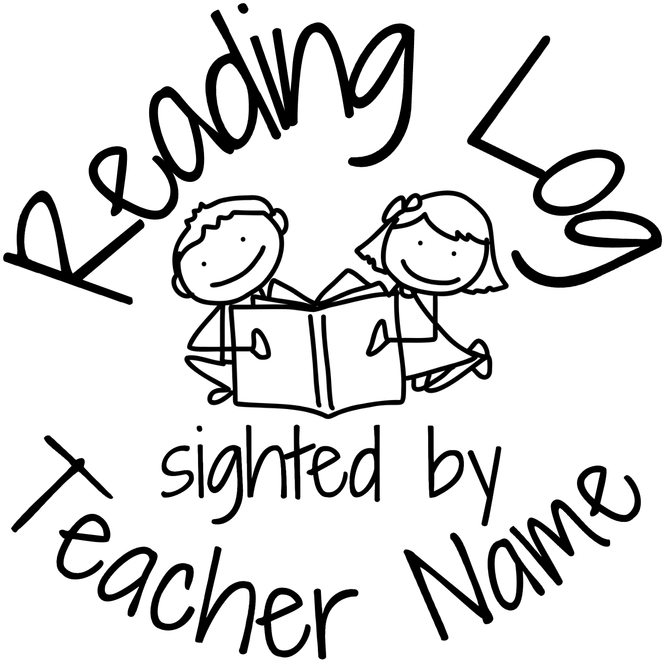 Black Stamp Set - 3 x Reading Teacher Stamps 30mm