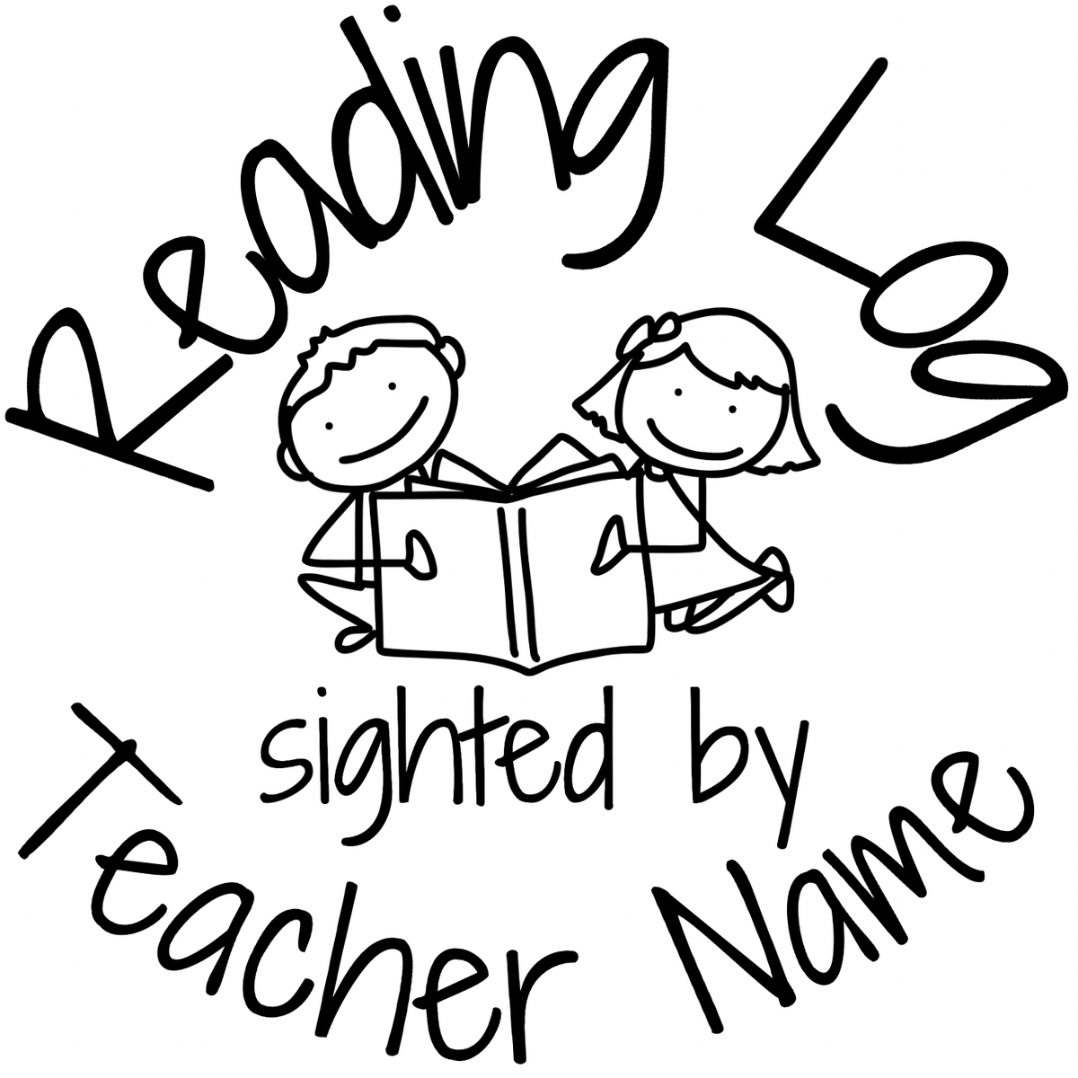 Black Reading Log Sighted Teacher Stamp Self-inking 30mm round