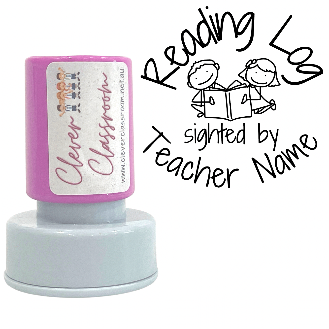 Gray Reading Log Sighted Teacher Stamp Self-inking 30mm round