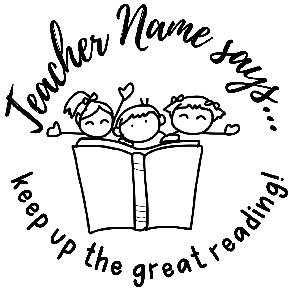 Gray Stamp Set - 3 x Reading Teacher Stamps 30mm