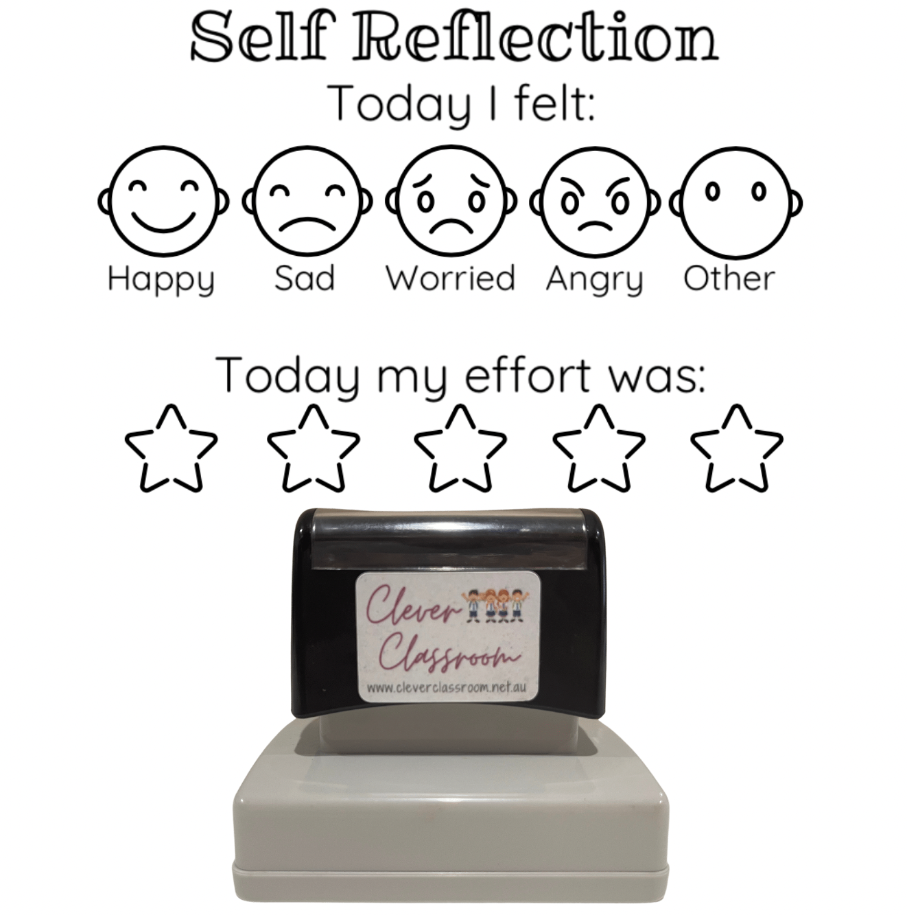 Rosy Brown Self Reflection for Student - Teacher Stamp - 43 x 67mm Rectangle