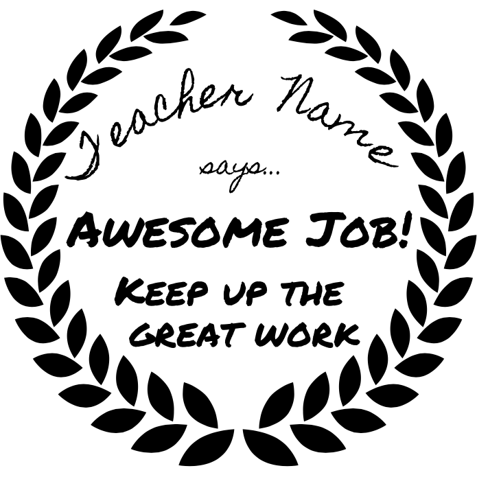 Black Awesome Job! PersonalisedTeacher Stamp Self-inking 40mm round