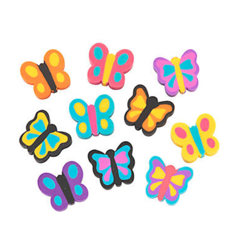 NEW! 100 Mini Butterflies Erasers Mixed Pack