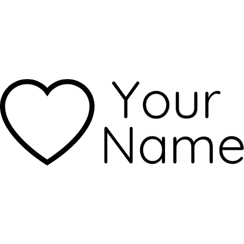 Gray Clothing Stamp Heart - Rectangle 18 x 54mm