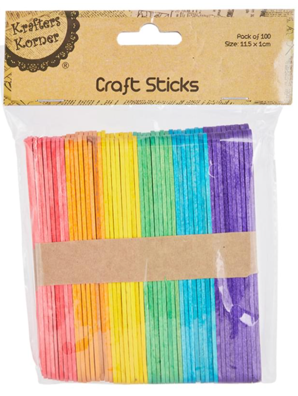 Tan Coloured Craft Sticks 11.5cm x 1cm Pack of 100 Craft Fun