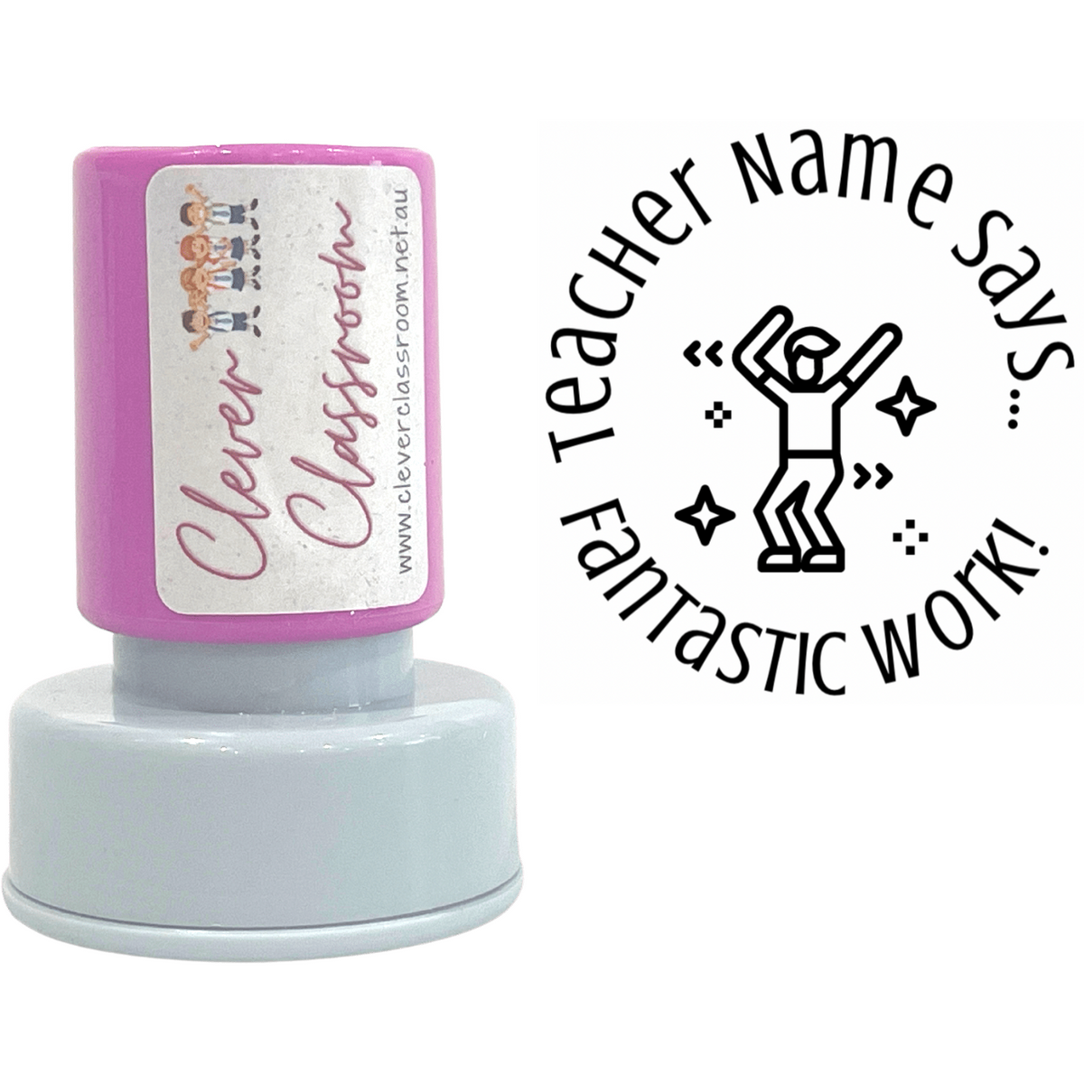Gray Fantastic Work! Teacher Stamp Self-inking 30mm round