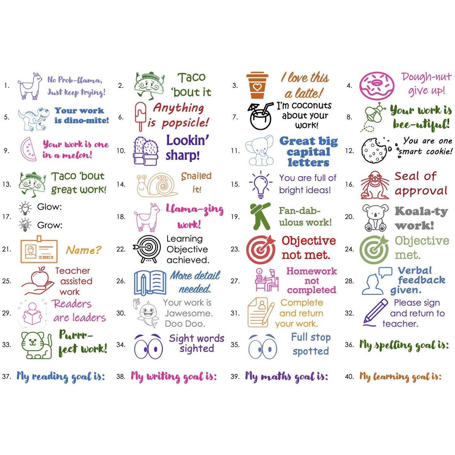 Dark Slate Gray Funny Teacher Award Stamps Quality 18mm x 54mm stamp Deskmate