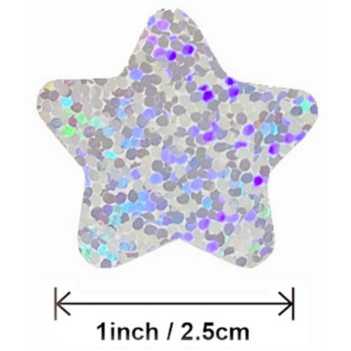 Gray *STARS Silver Metallic Holograph Stickers 500 on a roll - Colourful Teacher Merit Stickers