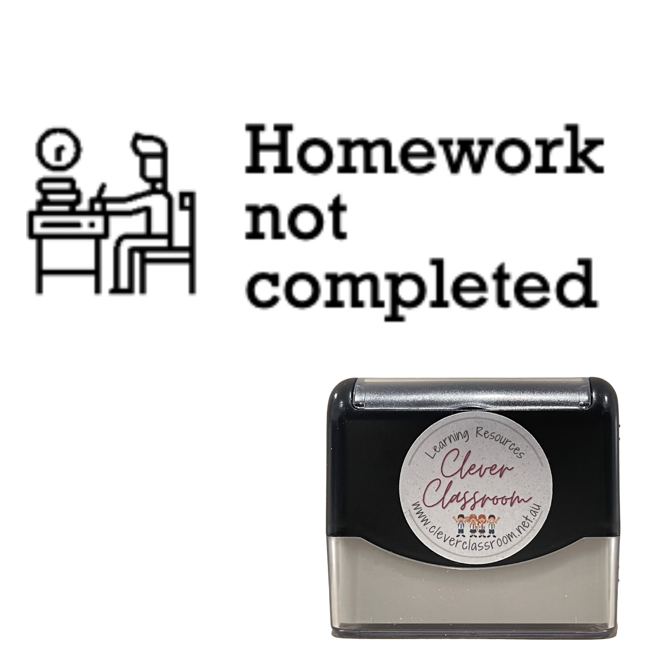 Dark Slate Gray Homework not completed Teacher Stamp - Rectangle 18 x 54mm