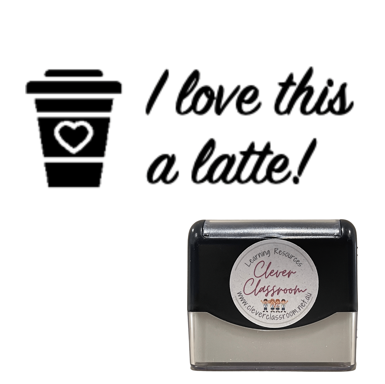 Light Gray I love this a latte! Teacher Stamp - Rectangle 18 x 54mm