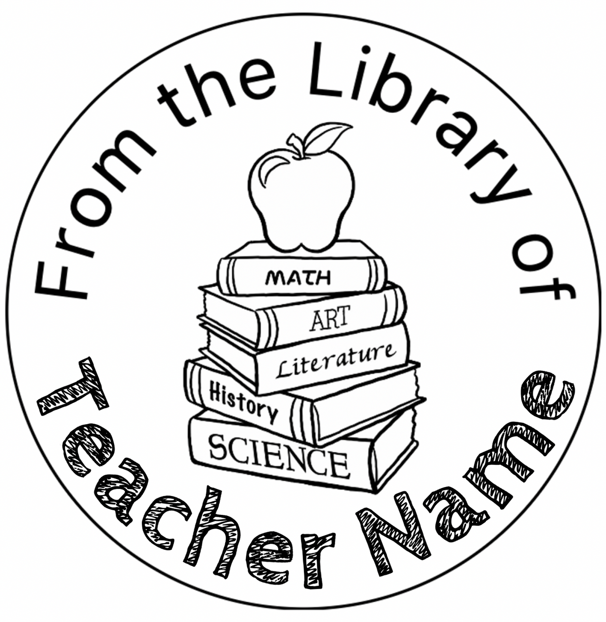 Black From the library of... Teacher Stamp Self-inking 40mm round