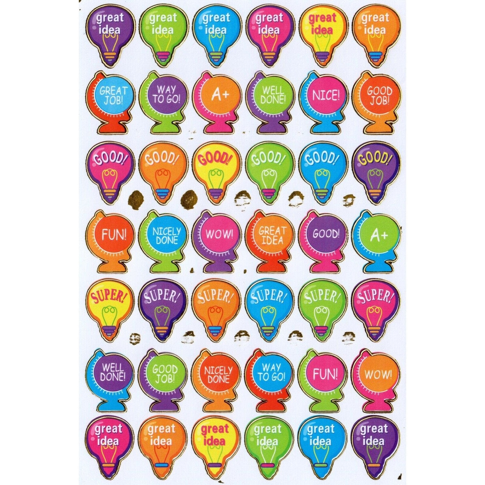 Dark Slate Blue Light & Globe Metallic award Stickers - 2 sheets 84 Stickers motivation good job