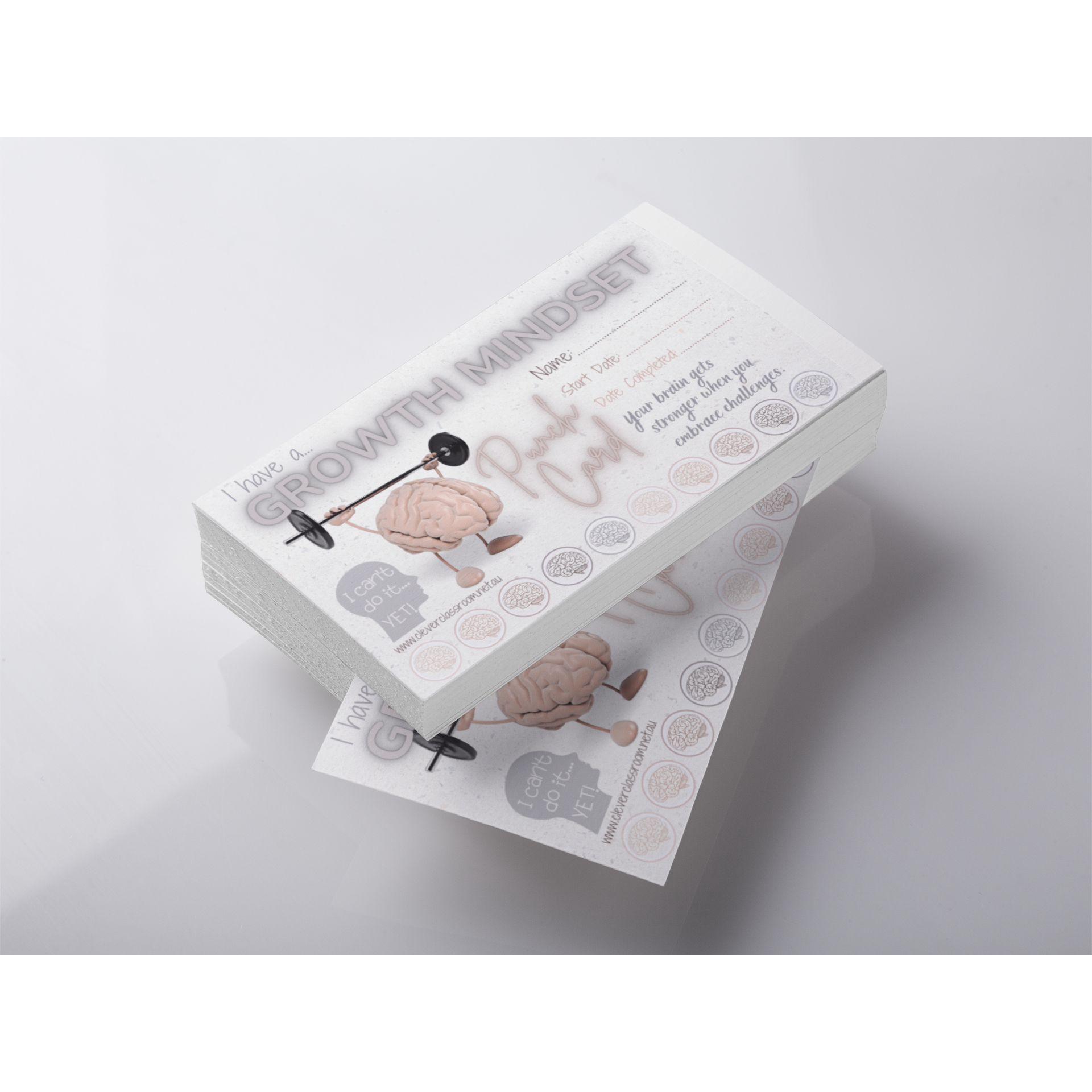 Light Gray Growth Mindset Punch Cards for Classroom rewards