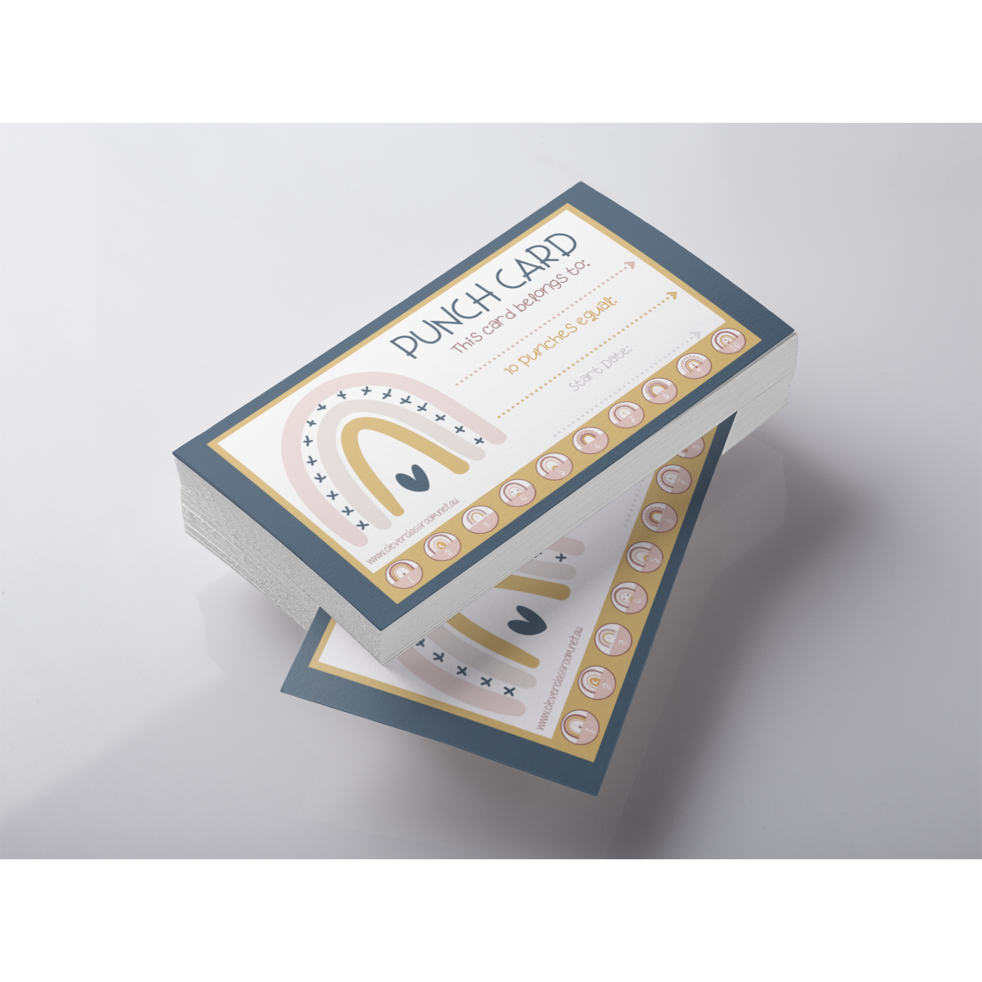 Light Gray Boho Rainbow Punch Cards for Classroom rewards