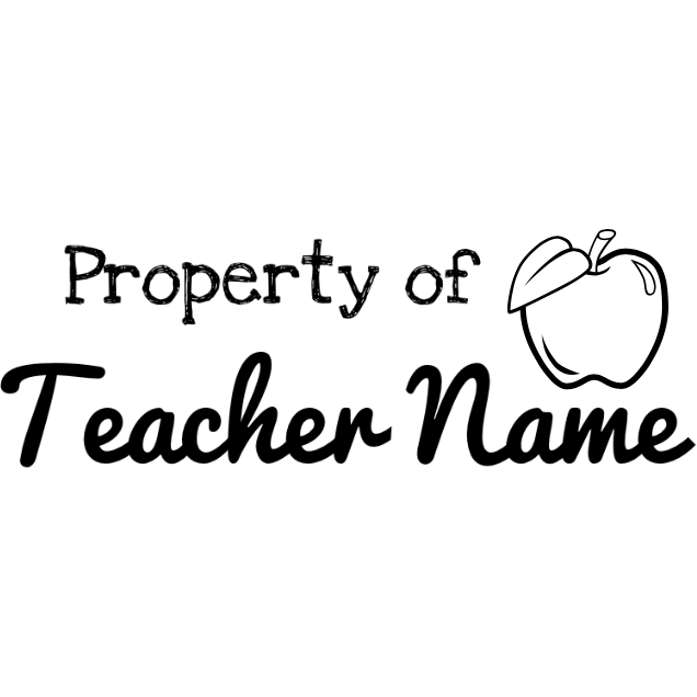 Gray Personalised Property of 2 Teacher Stamp - Rectangle 22 x 64mm