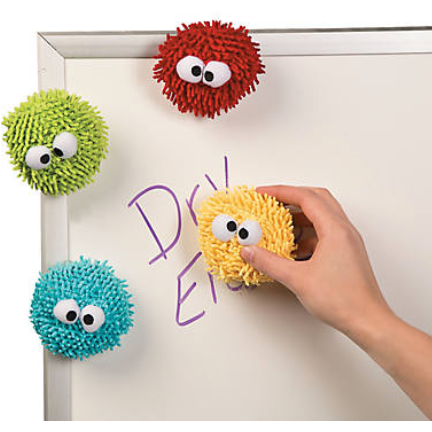 Light Gray Plush Googly Eye Primary Colour Dry Erase Board Erasers - Great Classroom Prizes and Incentives