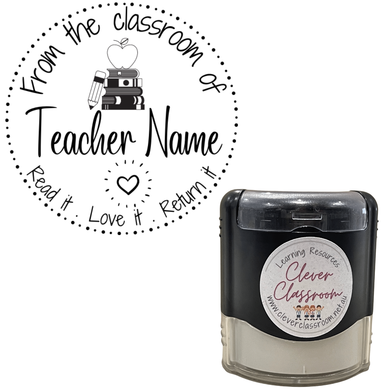 Dark Slate Gray NEW! From the classroom of... Personalised Teacher Stamp Self-inking 40mm round