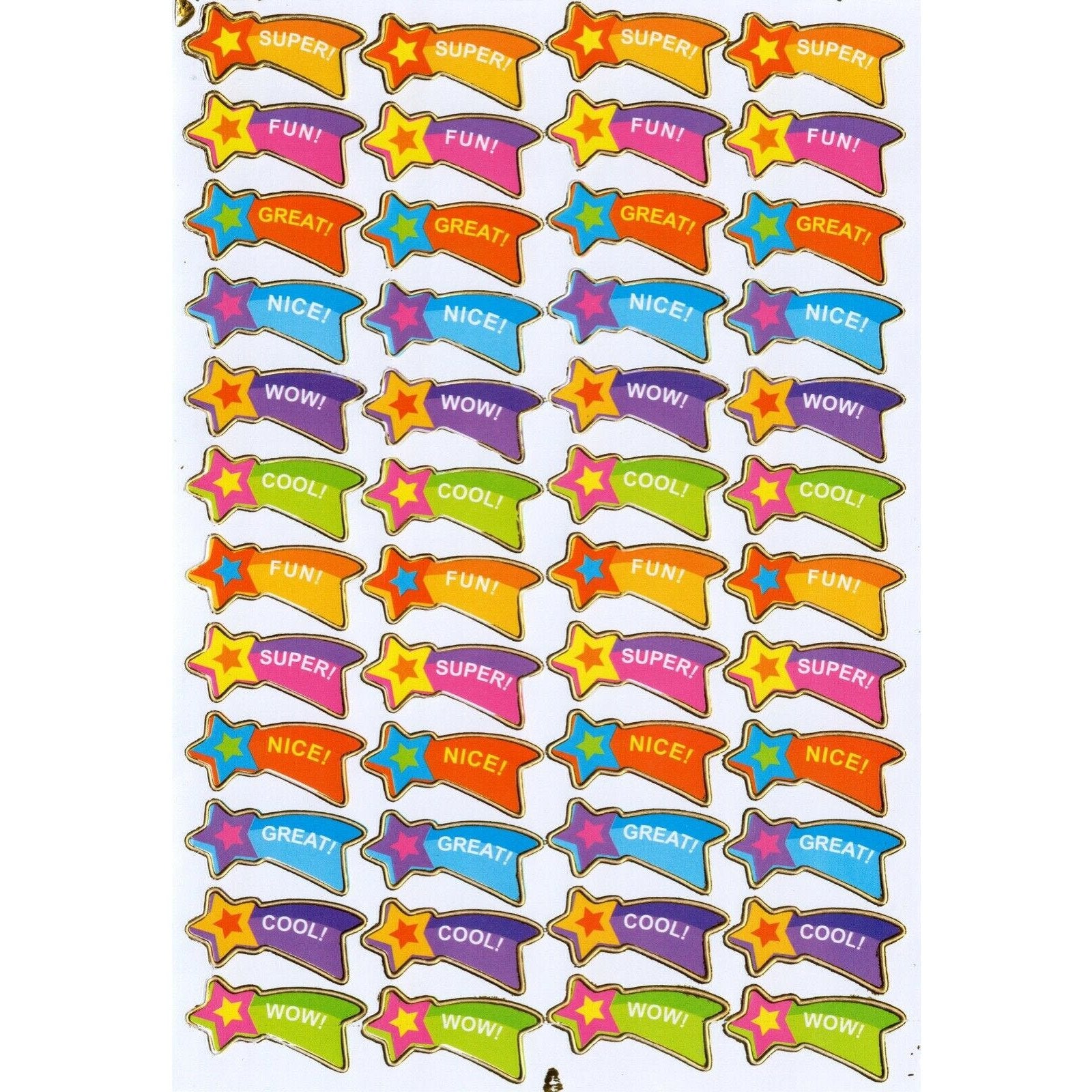 Dim Gray Shooting Star Metallic award Stickers - 2 sheets 96 Stickers motivation good job