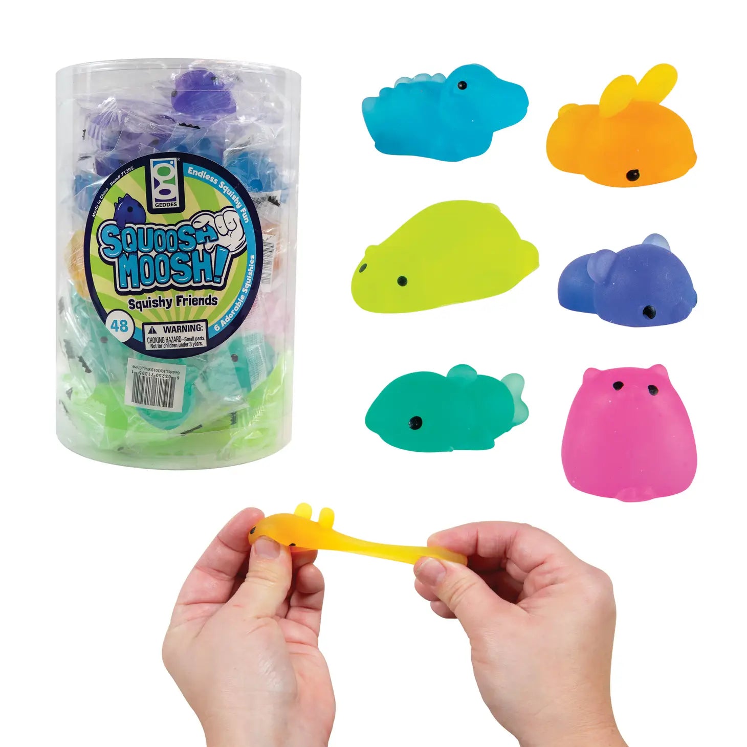 Gray NEW!! 6 Squoosh Moosh Squishy Friends