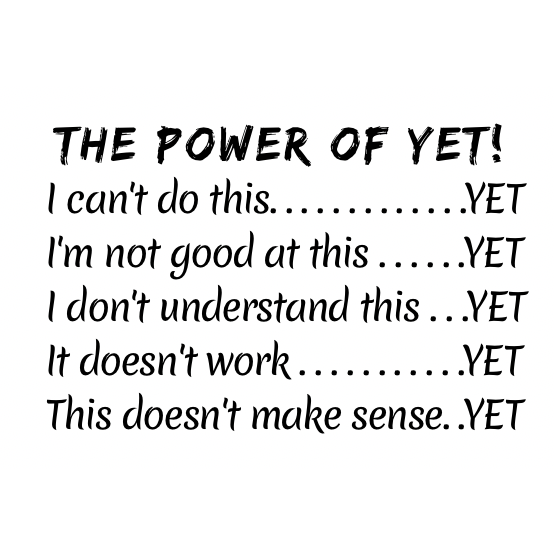 Black The power of yet - Growth Mindset Teacher Stamp - 43 x 67mm Rectangle
