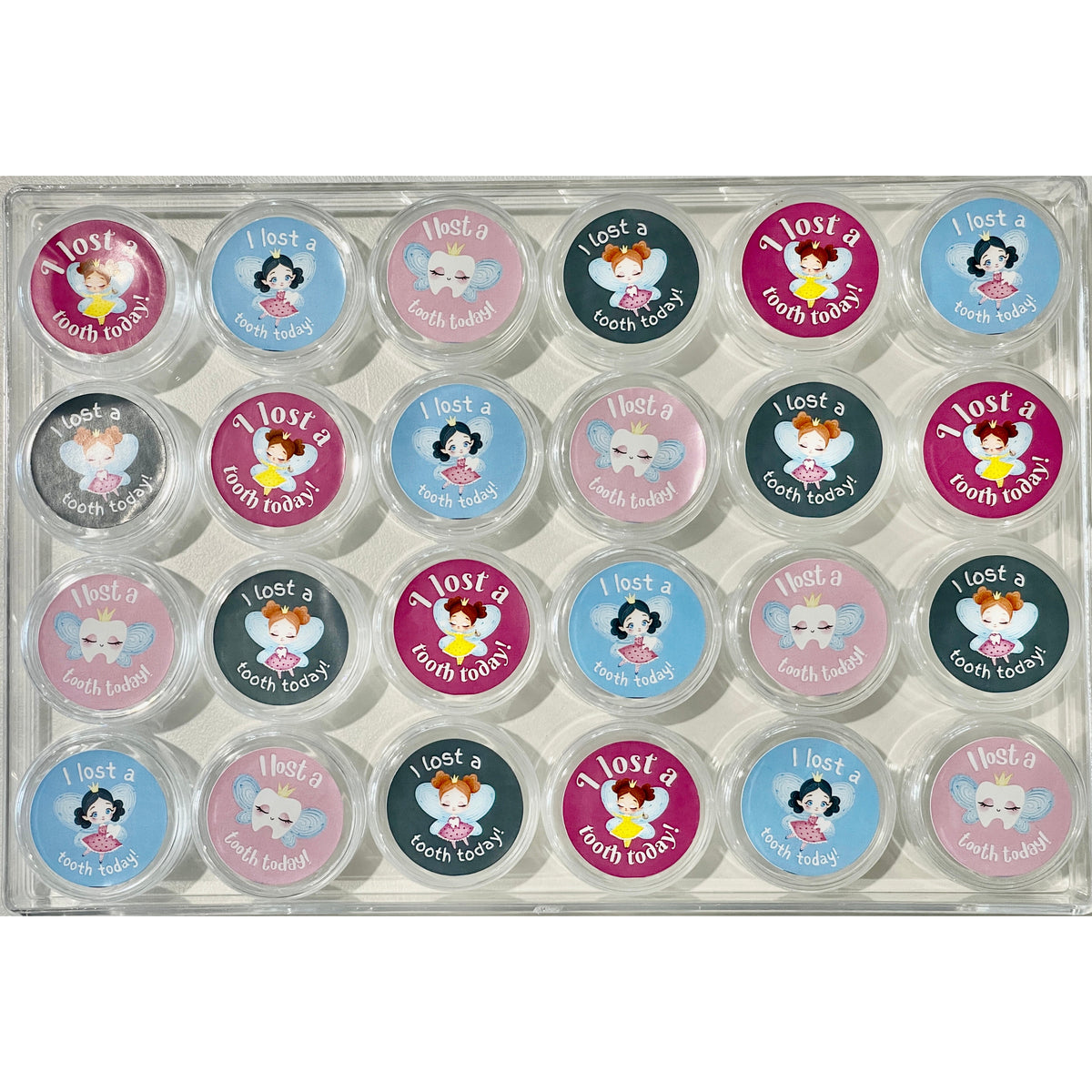 Gray Tooth Fairy "I lost a tooth today" take home containers 24 set