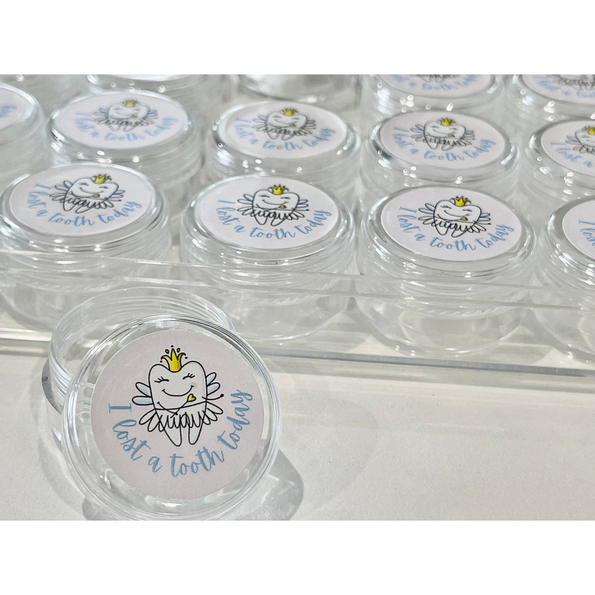 Gray Calm Tooth Fairy "I lost a tooth today" take home containers 24 set