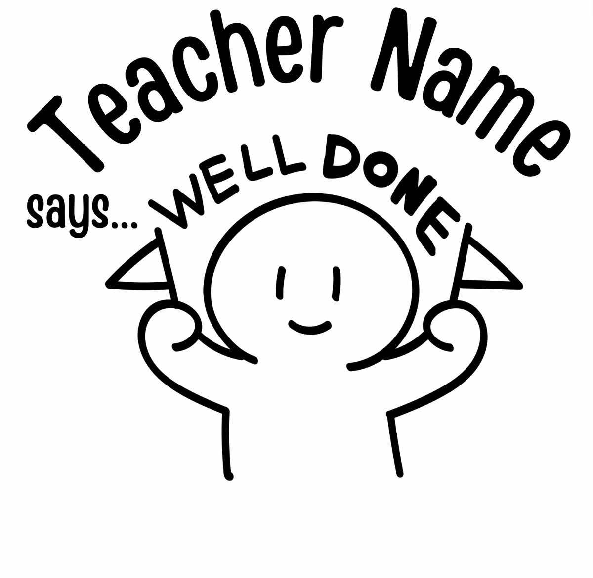 Black Well Done! Teacher Stamp Self-inking 30mm round