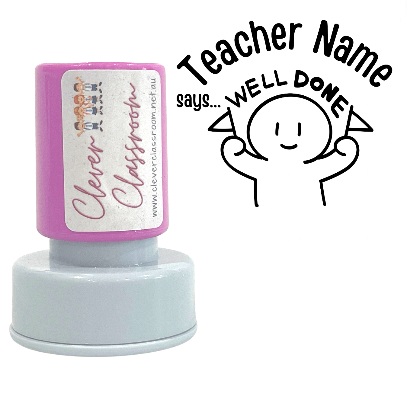 Gray Well Done!  Teacher Stamp Self-inking 30mm round