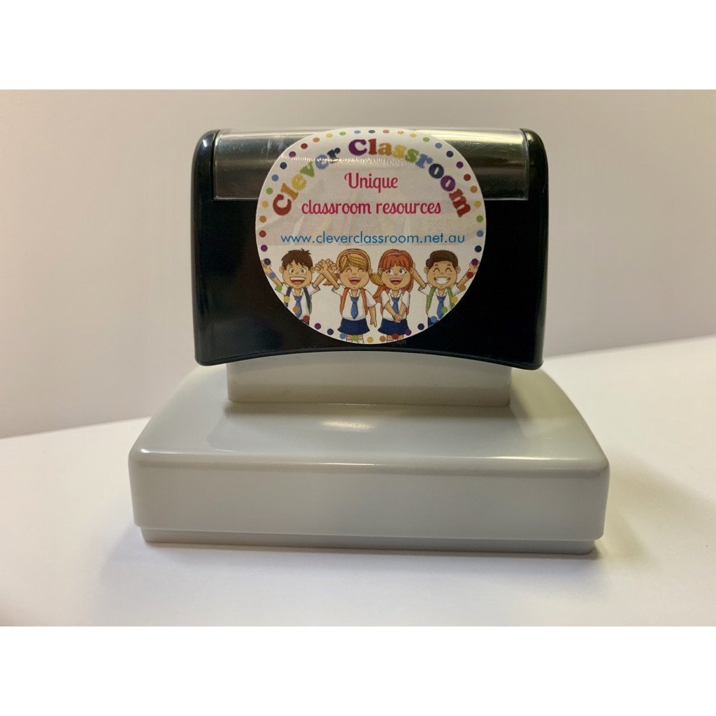 Dark Gray Whooo wrote this? Teacher Stamp - 32 x 55mm Rectangle