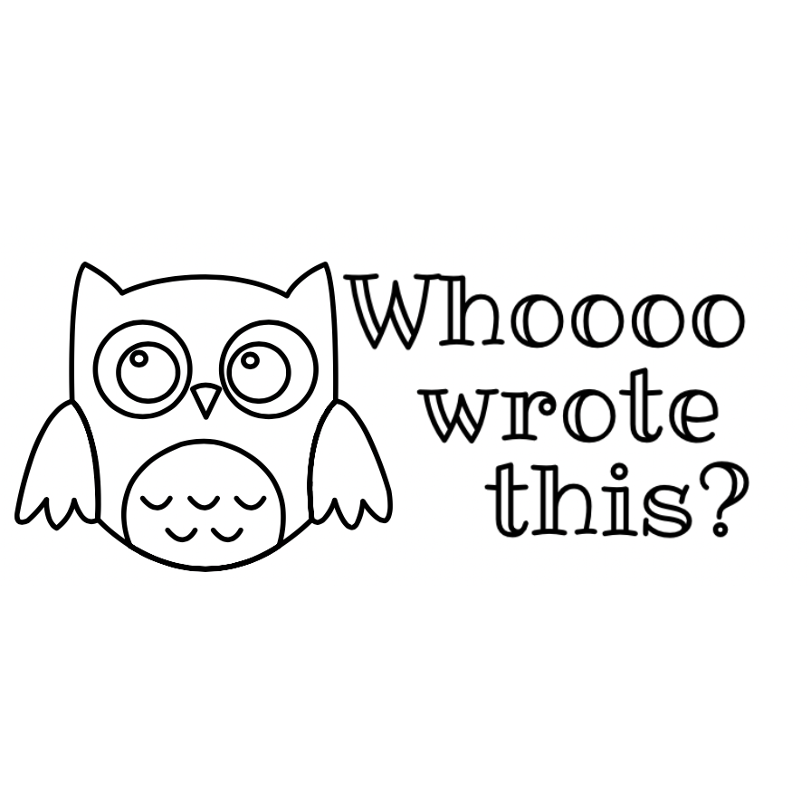 Black Whooo wrote this? Teacher Stamp - 32 x 55mm Rectangle