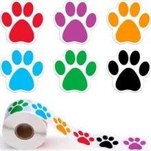2 Pack Paw Prints Stickers 500 on a roll - Colourful Teacher Merit Stickers