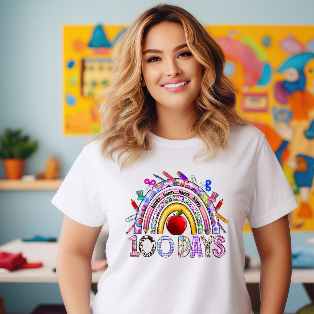 100 Days Rainbow Teacher T-shirt