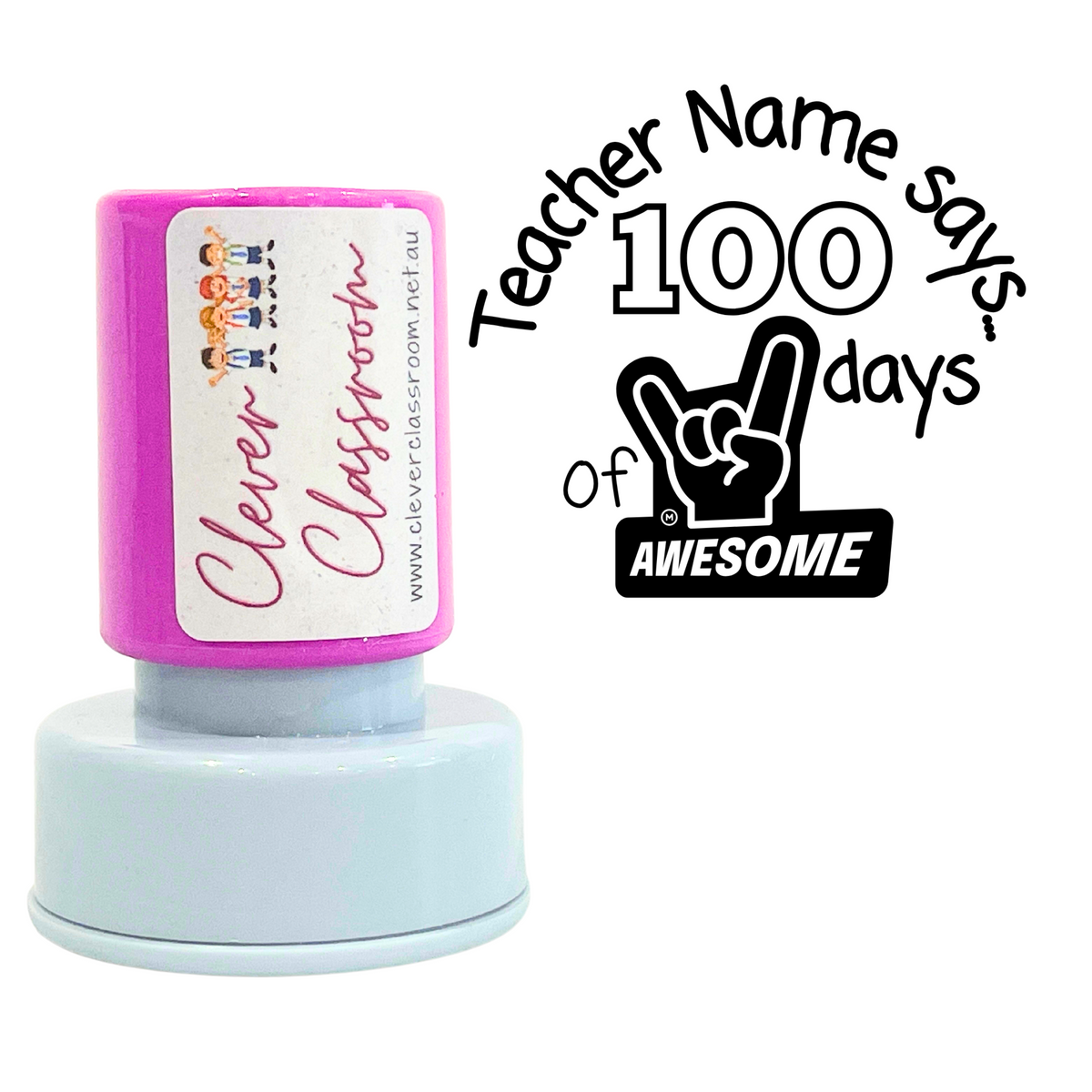 100 Days of Awesome Personalised Teacher Stamp 30mm round