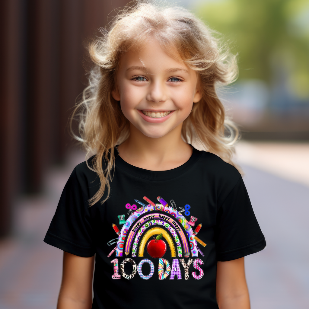 Kid's 100 Days Boho Rainbow t-shirt